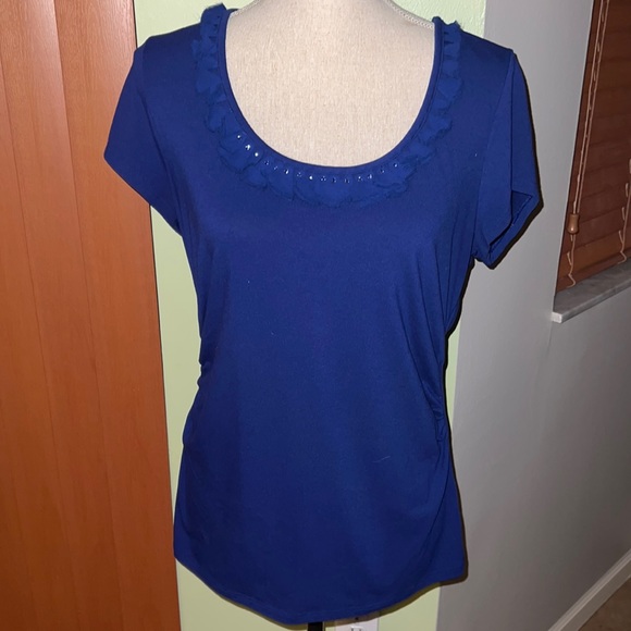 White House Black Market Blue Embellished Top